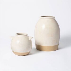 STUDIO MCGEE Threshold Target Crock Stoneware Vase Beige, NWT